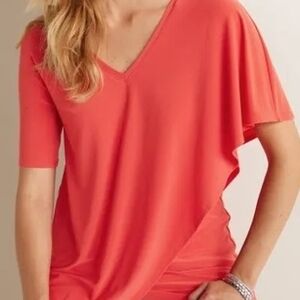 Soft Surroundings Madeline Poppy Red Knit Tunic With Drape Cape Layer 3x